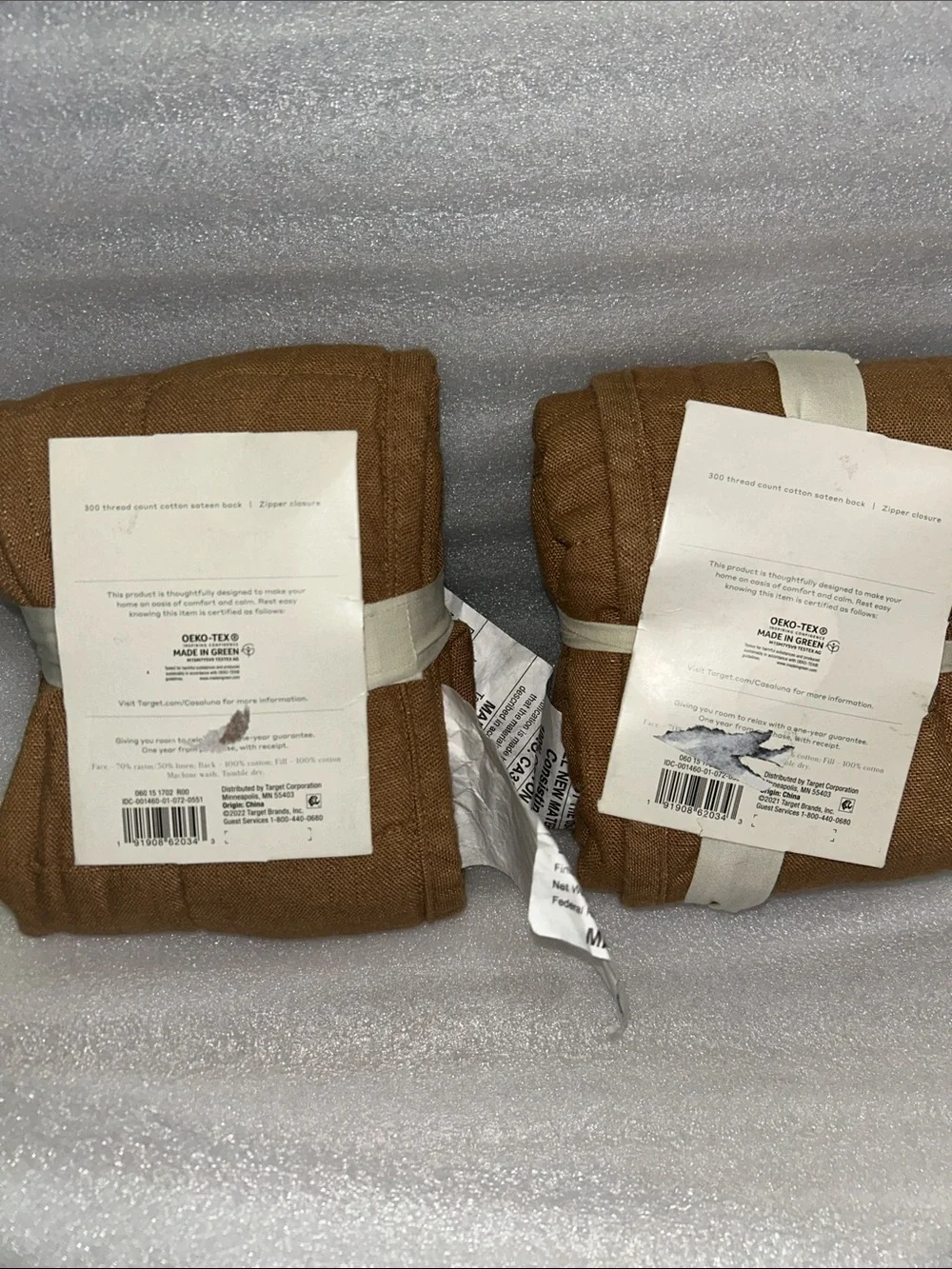 Casaluna Set of 2 Standard Warm Brown Heavyweight Linen Blend Shams 20” x 26”